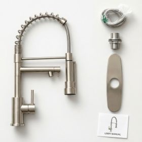 Touch Kitchen Faucet With Pull Down Sprayer, Single Handle Stainless Steel Spring Neck Kitchen Faucet, 2 Function Spray Head, Single Hole Installation
