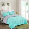 King/Cal King Traditional Microfiber Reversible 3 Piece Comforter Set in Blue/Grey