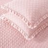 Full Queen Pink Microfiber Diamond Quilted Bedspread Set with Frayed Edges