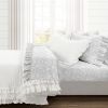 King size Grey Ruffle Floral Polyester 6 Piece Sheet Set