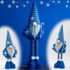 sChristmas Gnome Plush Elf Decoration - Standing Xmas Gnome w/Retractable Spring Legs(25''-35'') Handmade Snowflake Hat Hold Candy Cane Gift Box Santa