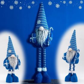 sChristmas Gnome Plush Elf Decoration - Standing Xmas Gnome w/Retractable Spring Legs(25''-35'') Handmade Snowflake Hat Hold Candy Cane Gift Box Santa