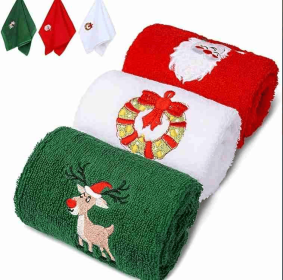 Christmas Hand Towels, Maxs Dish Towel Bathroom Kitchen,100% Cotton,Decorative Dish Face Towels Set for Drying,Cleaning,Cooking and Decorations