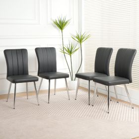 Modern Charcoal PU dining chair, cloth upholstered chair, electroplated metal chair legs, suitable for home furniture living room, bedroom, kitch