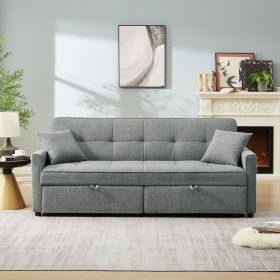 3 in 1 Convertible Sleeper Sofa Bed, Modern Fabric Loveseat Futon Sofa Couch Pullout Bed, Small Love Seat Lounge Sofa Reclining Backrest, Pillows