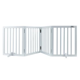 VEVOR Free Standing Dog Gate, 24" H x 80.3" W Freestanding Pet Gate, 4 Panels Foldable Dog Gate for Wide and Narrow Passageways