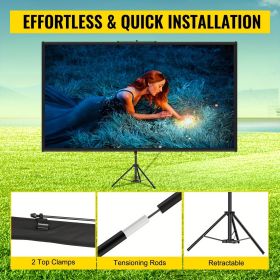80/100-Inch 16:9 4K HD Tripod Projector Screen with Stand - Wrinkle-Free, Height-Adjustable, Portable for Indoor/ Outdoor Movie Nights, Home Cine