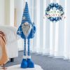 sChristmas Gnome Plush Elf Decoration - Standing Xmas Gnome w/Retractable Spring Legs(25''-35'') Handmade Snowflake Hat Hold Candy Cane Gift Box Santa
