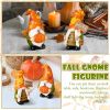 2 Pcs Fall Gnome Decoration Mini Autumn Gnomes Stripes Resin Fall Decorations for Harvest Thanksgiving Day Home Office Tiered Tray Table Decor