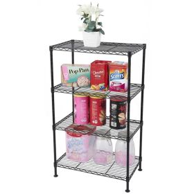 4-Tier Industrial Welded Wire Shelving (Option: Black)