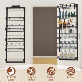 6-Tier Over the Door Pantry Organizer, Large Metal Door Spice Rack, Hanging Heavy-Duty Pantry Door Storage Shelf 10LBS Loading Easy Install Behin (Option: defaulttitle)