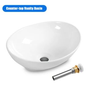 Bathroom ceramic sink oval 16 "x 13" x 5.5 "(L x W x Deep) (Option: As picture)