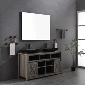 48x36 Inch LED Backlit Bathroom Mirror with Metal Frame, Wall Mounted Vanity Mirror with Smart Touch Button, Anti-Fog, Memory Function, 3 Colors, (Option: 70087604)