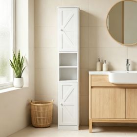 70" Narrow Tall Bathroom Storage Cabinet, Slim Freestanding Design with Adjustable & Open Shelves (Option: 35747033)