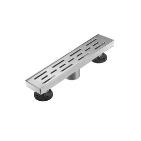 12 Inch Linear Shower Drain with Removable Brick Patterned Grate Cover, 304 Stainless Steel Shower Floor Drain with Hair Strainer and Leveling Fe (Option: 18095070)