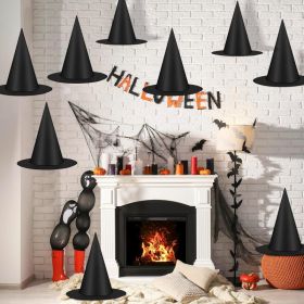 12 Pack Black Hanging Witch Hats Halloween Decorations For Porch Yard Party Indoor Outdoor Haunted House Holiday Decor (Option: Black)