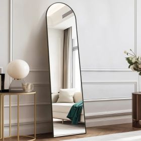 59X16" Full Length Mirror with Stand Floor Mirror with Aluminum Alloy Frame Body Wall-Mounted Mirrors For Bedroom Bathroom (Option: Black-arched-59IN)