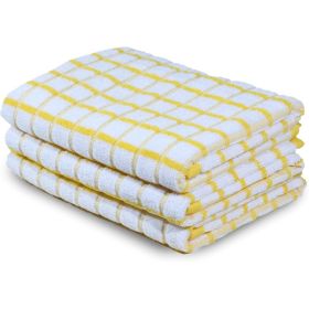 Cotton Kitchen Towels, Set Of 3, 20 X 30 Inch Dish Towels, Yellow & White Reusable Tea Towels For Kitchen Cleaning & Drying (Option: MULTI)