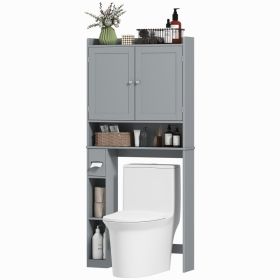 Modern Over the Toilet Storage Cabinet with 2 Doors, Above Commode Storage Cabinet with Toilet Paper Holder, Gray (Option: Gray-1040x460x145 mm)