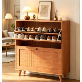 Narrow Shoe Cabinet With 2 Flip Drawers, Slim Freestanding Shoe Storage Cabinet With Adjustable Shelves, Anti-Tipping Hidden Shoe Organizer (Option: defaulttitle)