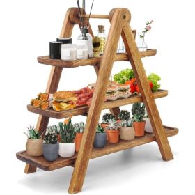 3 Tier Wooden Serving Tray, Three-Tier Cupcake Stand, Multi-Level Serving Platter For Desserts, Snacks, Tea And Party Events (Option: Brown)