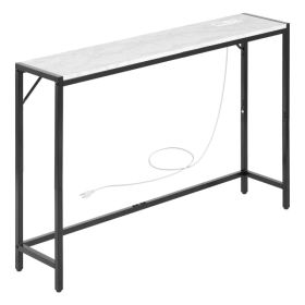 Modern Marble ConsoleTablewith Power Outlet, Slim Sofa SideTableFeaturing Iron Tubes, Anti-TipDesign, and Triangular Support for Living Room, Hal (Option: default title)
