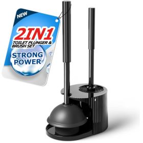 Toilet Plunger And Brush Set Extended Handle Plunger Toilet Bowl Brush Plunger Set Bathroom Cleaning Tools Toilet Brush Plunger Combo Cleaning Br (Option: Black)