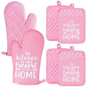 6 Pack Pink Funny Oven Mitts And Pot Holders Heat Resistant Kitchen Gloves Hot Pads With Hanging Loop Machine Washable For Baking Cooking Home Sa (Option: Pink)
