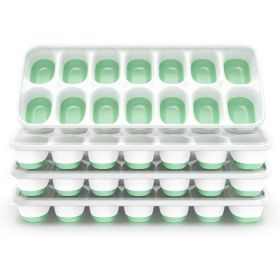 4 Pack Silicone Ice Cube Trays With Lids, Reusable Freezer Ice Molds For Easy Ice Making, Kitchen Drinks, Cocktails & Beverages (Option: MULTI)
