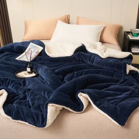 1PC Reversible Sherpa Throw Blanket, Thick Warm Plush Fleece Blanket For Sofa Couch Bed (Option: 59x79 inch-Dark Blue)