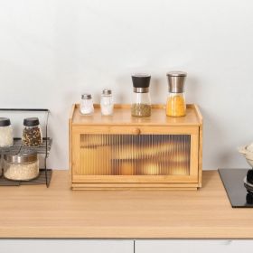 Bread Box For Kitchen Counter Large Capacity Bamboo Storage Container Natural (Option: Natural)