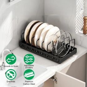 Pull Out Pots and Pans Organizer for Cabinet - 8 Adjustable Dividers, Tool-Free Installation, Damping Rail for Smooth Access, Sturdy Anti-Rust Ca (Option: Black)