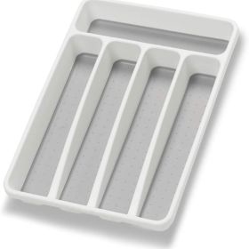5 Compartment White Silverware Organizer Plastic Kitchen Drawer Utensil Tray Flatware Holder Cutlery Storage Organizer For Forks Spoons Knives (Option: White)