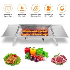 Foldable Charcoal BBQ Grill Stainless Steel Grill Net Easy Setup Portable Tabletop Barbecue Grill for Camping Picnic Outdoor Party Backyard (Option: As pic)