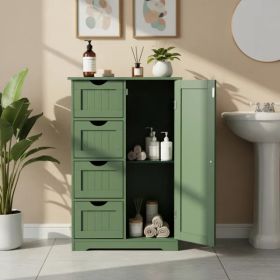 Forest Green, MDF With Paint And Melamine Veneer, Vertical Stripes, 56*30*82.5cm, 4 Drawers, 1 Door, Bathroom Vanity (Option: defaulttitle)
