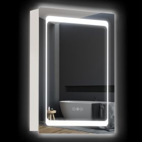LED Lighted Medicine Cabinet with Mirror, Wall-Mounted Plug-In Bathroom Organizer with 3 Storage Shelves (Option: Silver-640x255x920 mm)