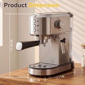 20 Bar Espresso Machine, 1350W Boiler, Steam Wand, Water Tank, Stainless Steel, Compact Coffee Maker For Home Barista (Option: Without Pressure Gauge Silver)