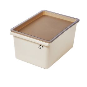 Storage Bin Plastic Box With Lid Stackable Cream Style Ample Capacity Grooved Bottom Storage Basket For Closet Bedroom 5L (Option: Default)