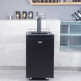 Beer Kegerator, Single Tap Draft Beer Dispenser, Full Size Keg Refrigerator With Shelves, CO2 Cylinder, Drip Tray & Rail, 32°F- 50°F Temperature (Option: Black)