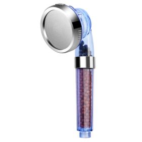Ionic Filtration Shower Head High Pressure 3 Mode Stone Water Saving Bath Handheld Shower (Option: Blue)