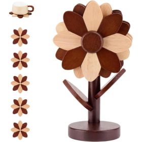 Wooden Flower Tree Trivet, Decorative Hot Pad For Kitchen, Heat Resistant Dish Holder For Pots, Pans And Teapots (Option: Brown)