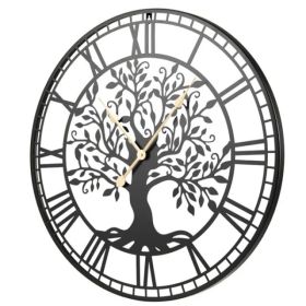 Black Tree Of Life Decorative Wall Clock, 27' Non-Ticking Quartz Movement Easy To Read (Option: defaulttitle)