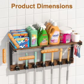 Housolution Wall Mount Broom Holder Hanger Laundry Room Storage Shelves (Option: Vintage Brown)
