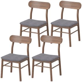 Set of 4 Dining Chairs, Upholstered Dining Room Chairs with Rubberwood Legs and Padded Seat for Kitchen, Gray (Option: Gray-896x600x305 mm)