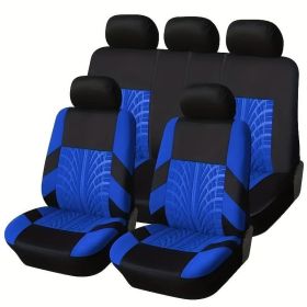 5 Piece Full Set Car Seat Covers Universal Fit For Cars Trucks & SUVs Non-Slip Soft & Warm Automotive Seat Covers & Accessories Blue (Option: CB24109)