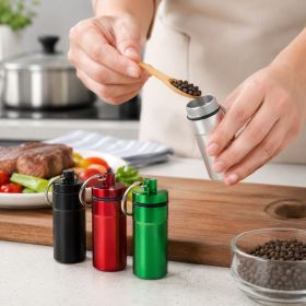 SNUFF Bottle With Spoon, 4 Pack Portable Medication Spice Organizer With Spoon, Aluminum Pocket Holder Keychain For Travel, Waterproof Metal Cont (Option: Holder)