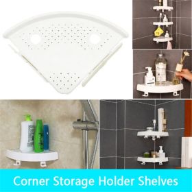 Bathroom Wall Corner Shelf Organizer, Kitchen Corner Storage Rack Non-Marking Shelf with Hooks, Easy to Install (White, One Size) (Option: As picture)