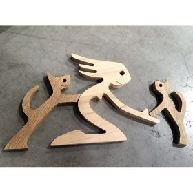 DIY Figurine Wood Dog Ornament Sculpture Home Decoration A Man A Dog Wood Sculpture Christmas Gifts Model Decor (Option: 8style)