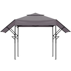 3.3x12.5FT Double Top Grill Gazebo, Dark Gray Polyester BBQ Canopy with Adjustable Side Sunshades, Black Powder Coated Folding Frame, Mesh Trays (Option: 45252275)