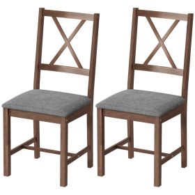 Set of 2 Dining Chairs, Upholstered X-Back Dining Room Chairs with Rubberwood Legs and Padded Seat for Kitchen, Gray (Option: Gray-1029x566x170 mm)